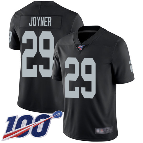 Men Oakland Raiders Limited Black Lamarcus Joyner Home Jersey NFL Football #29 100th Season Jersey->nfl t-shirts->Sports Accessory